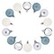 48 Pack Mini Ball Ornaments for Small Christmas Tree, Blue, White, Silver Shatterproof Decorations (1.5 In)
